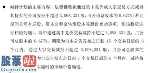 股票上市公司要闻_金域医学(603882)股东辰德惟敬拟减持股份预计减持不超总股本0.68%