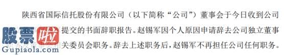 股票上市公司要闻_陕国投Ａ独立董事赵锡军辞职2019年薪酬为4.72万元