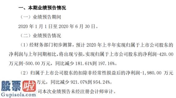 股票公司快报_新光光电2020年上半年估计亏损420万元