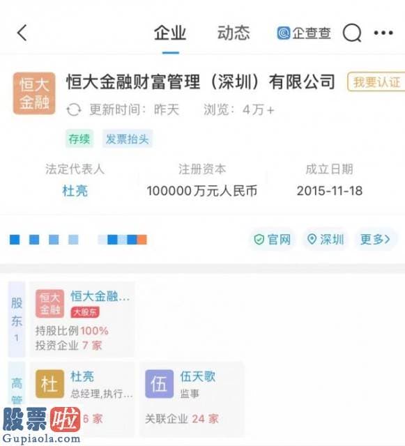 中国股市新闻：恒大财富部分产品逾期