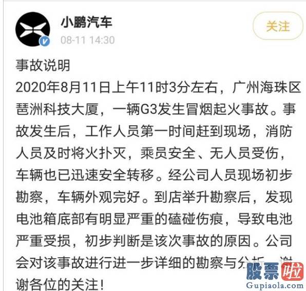 美股 投资价值 小鹏汽车回应G3充电自燃：系电池受损